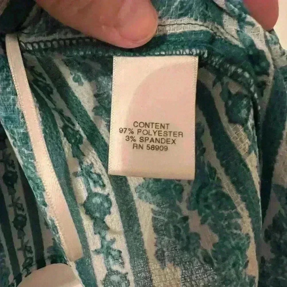 Chelsea &  Violet Green & White Stripped Floral Sleeveless Halter Blouse size L - Picture 3 of 7